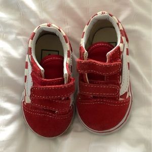 Vans toddler red check sneakers size 3 leather baby size